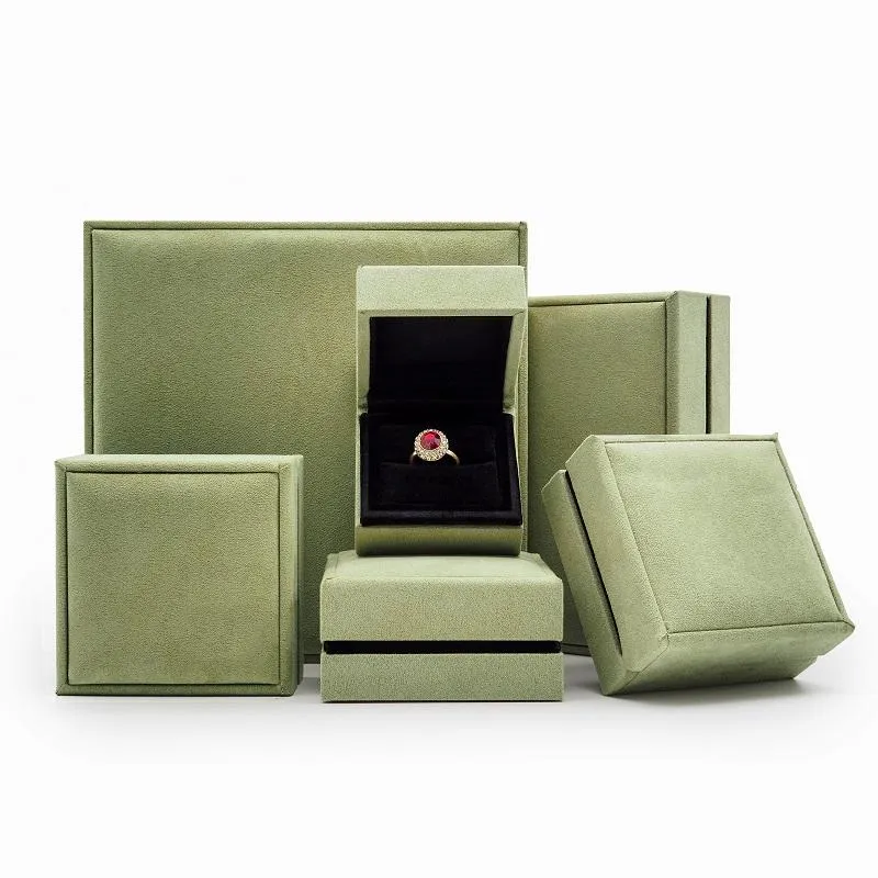 Мешочки для ювелирных изделий, брендовые простые красивые ювелирные браслеты, набор коробок, замшевый чехол зеленого цвета, ожерелье с четырьмя листами клевера, упаковка Pape2615