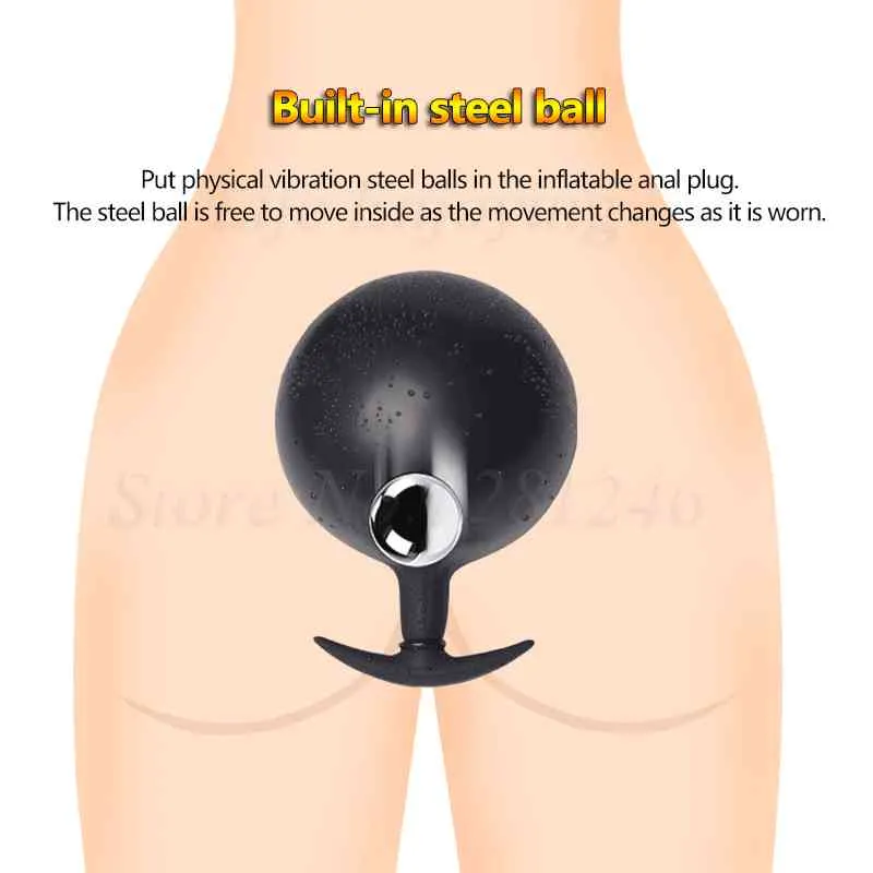 Yutong Aufblasbarer riesiger Anal-Butt-Plug, eingebauter Stahlball, Vaginal-Anal-Dilatator für Frauen, erweiterbar, Silikon, Männer, Prostata-Massagegerät, Naturspielzeug