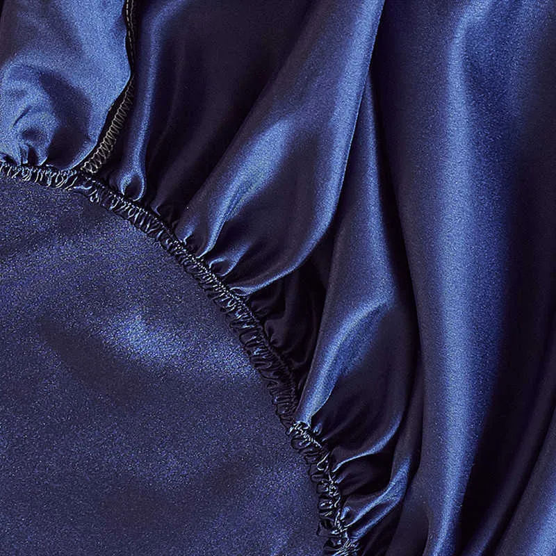 Bonenjoy Lenzuolo con angoli in fibra fresca PLA con fascia elastica Lenzuolo e lenzuola letti singoli singoli Queen King Size Colore blu 210626