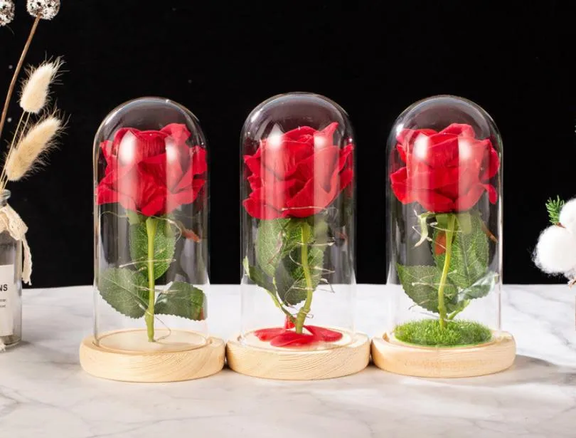 Décorations de noël, couverture en verre de fleur de vie romantique, lampe LED Rose, cadeaux d'anniversaire, de saint-valentin