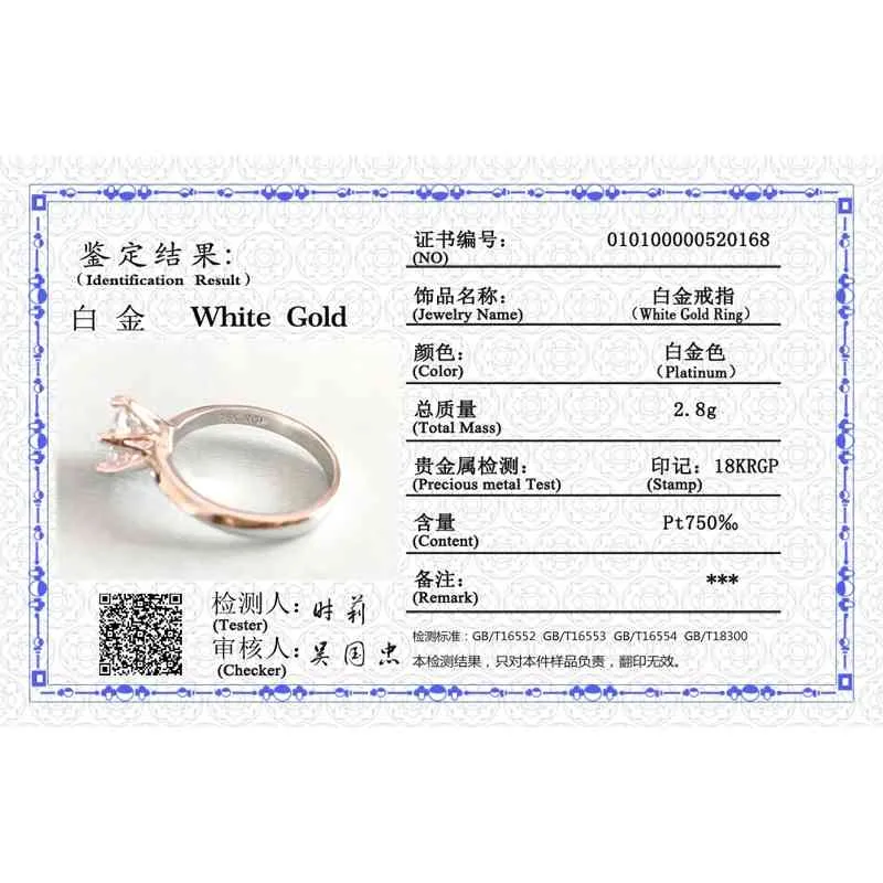À perte avec certificat Original 18K or blanc luxe 2 0ct laboratoire diamant alliance femmes argent 925 bague LR168281C