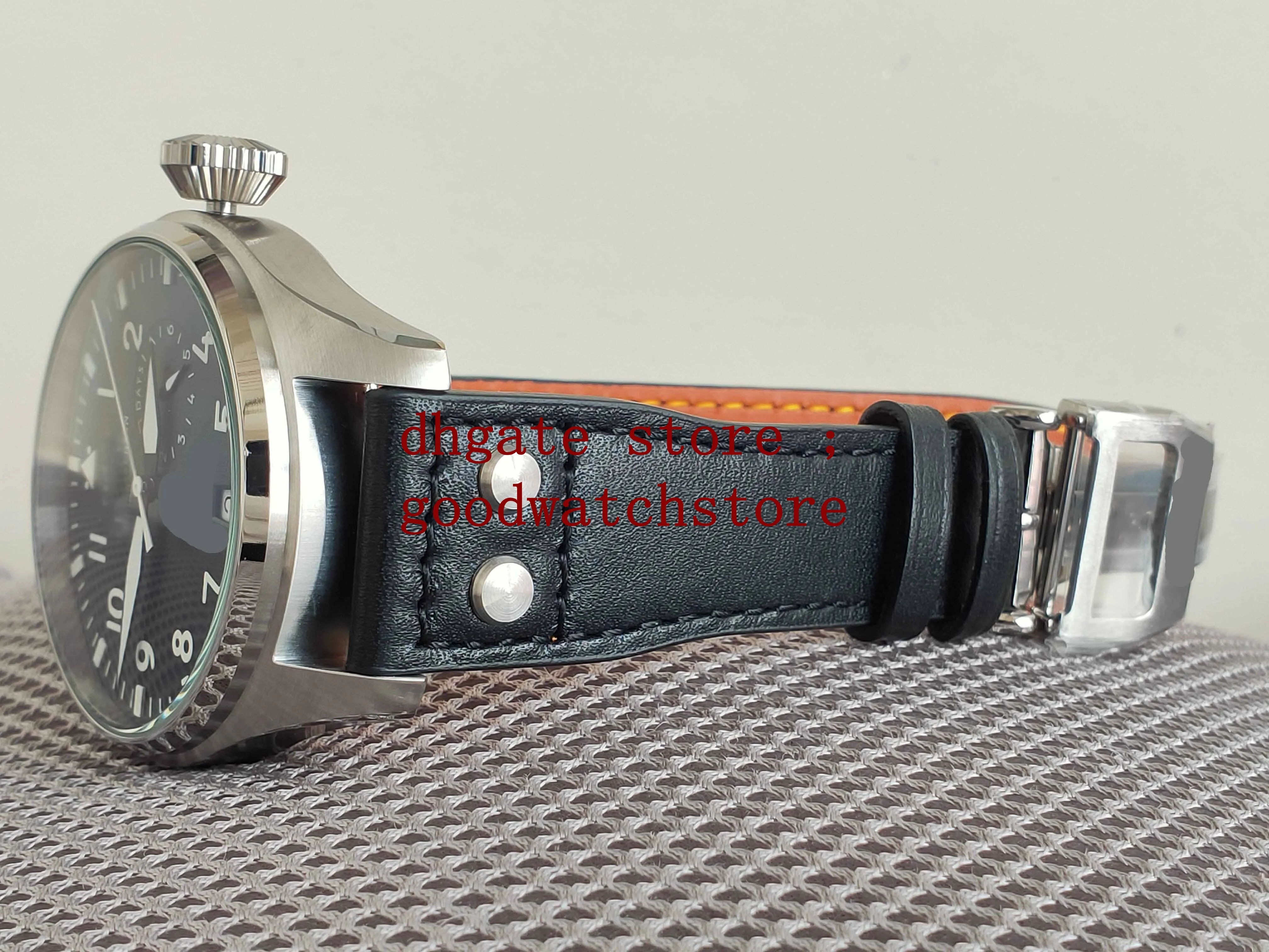 Herrens lyxprodukter Armbandsurese av kvalitet Klassiska Big Watches 7Days Power Reserve 46mm Black Dial Steel Automatic Movem255U
