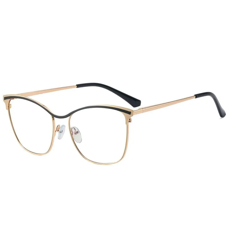 Fashion Zonnebril Frames Vintage Vierkante Anti Blauw Licht Bril Vrouwen Designer Metalen Grote Frame Optische Brillen Clear Lens2649