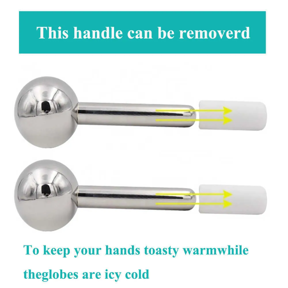 Stainless Steel Beauty Ice Globes Face Massager Cryo Massage Tools For Body And Neck Lift Skin Care Home Spa Roller 210806