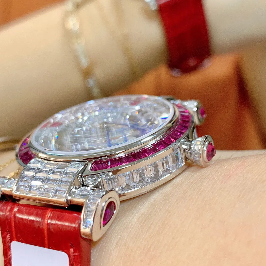 Наручные часы Роскошные часы с циферблатом, ручная инкрустация кристаллами и бриллиантами 9015 Механический механизм с автоматическим заводом Корпус из нержавеющей стали 316L Stainle259d
