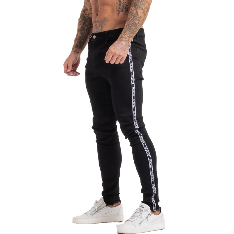 Noir Skinny Jeans Hommes Homme Denim Stretch Slim Fit Jeans Marque Biker Style Classique Marque Jeans Hommes Coton zm57