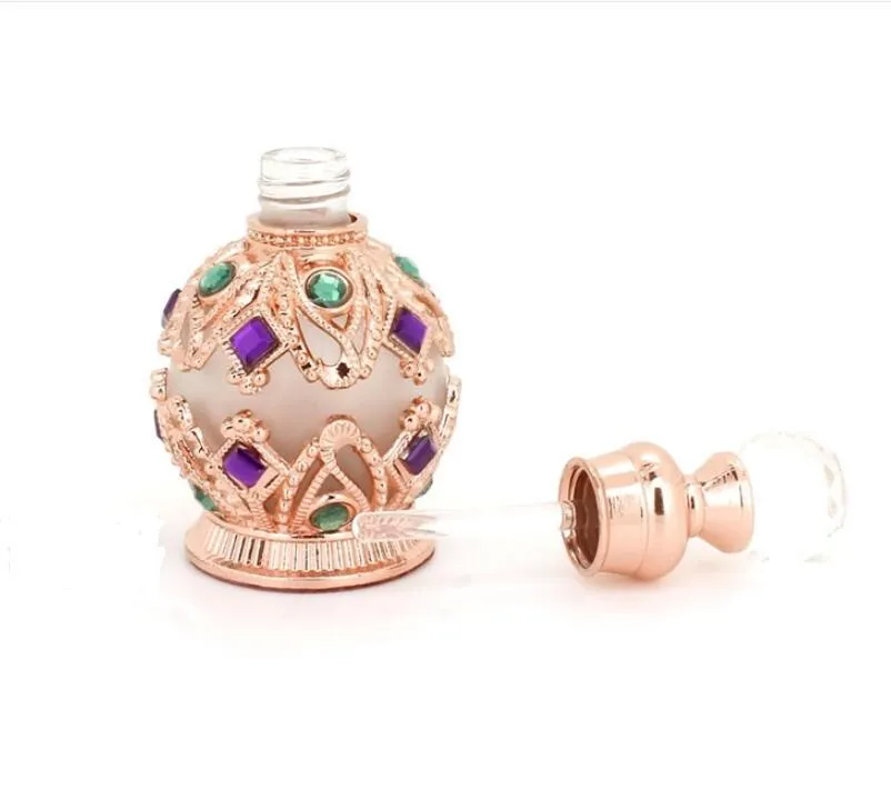 15ml vintage metall parfymflaska arabisk stil eteriska oljor dropper flaska behållare Mellanöstern Weeding dekoration gåva