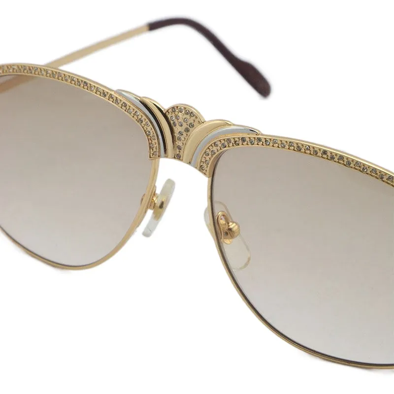Cała sprzedająca się diamentowe mężczyźni metalowe okulary przeciwsłoneczne 18 -karatowe złoto zabytkowe kobiety szklanki unisex 1112613 Mniejsze duże kamienie c dekoracja dla D2766
