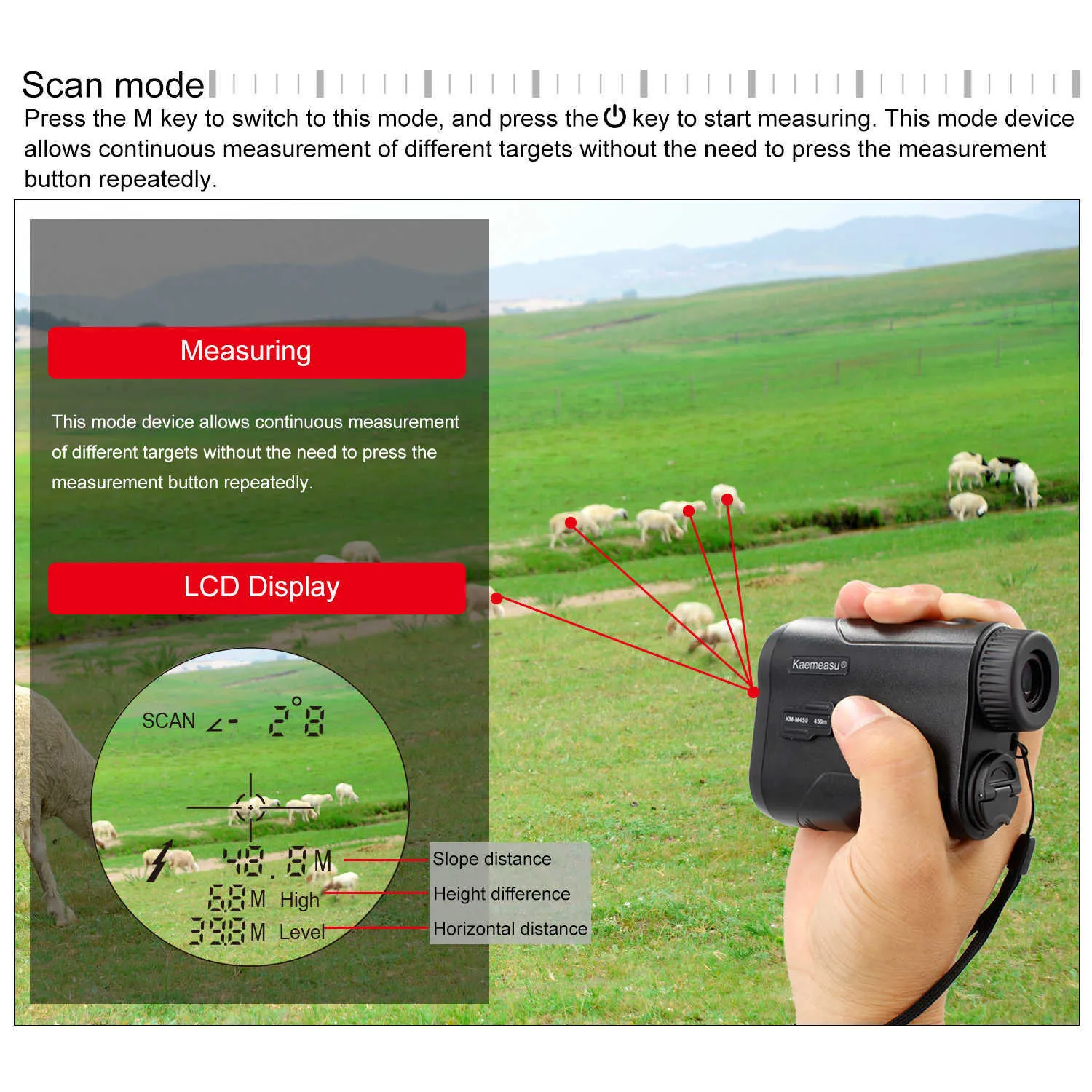 Telemetro laser 450m 600m Misuratore di distanza laser Golf all'aperto Telemetro monoculare digitale Angolo Velocità Strumento di misurazione dell'altezza 210719