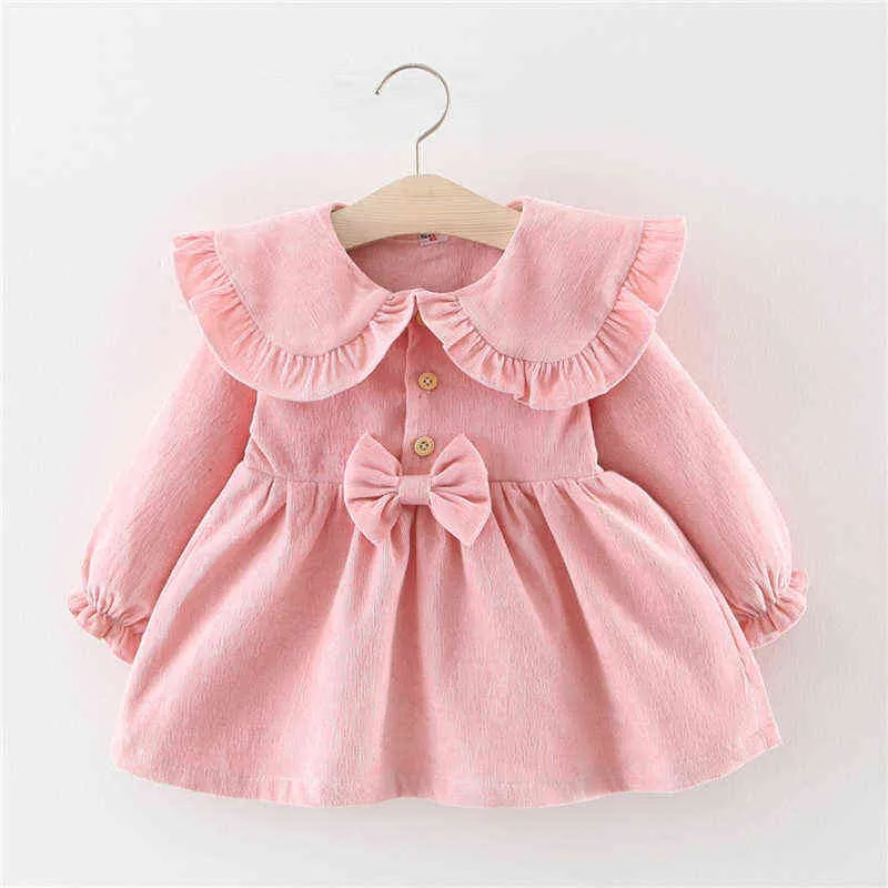 Baby Mädchen Kleid Herbst Winter Baby Mädchen Langarm Bogen Nette Prinzessin Kleid Für Party Baby Neugeborenen Kleid Kinder kleidung G1129