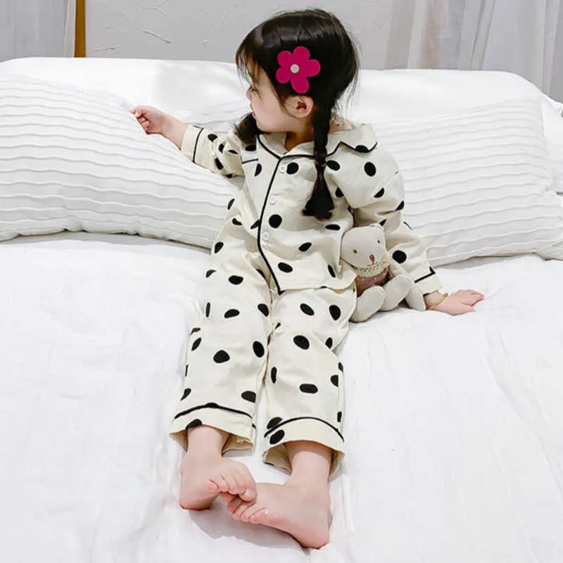ربيع الخريف البولكا نقطة النوم كيد الملابس الحرارية داخلية منامة للفتيات الأطفال طفل رضيع 210528