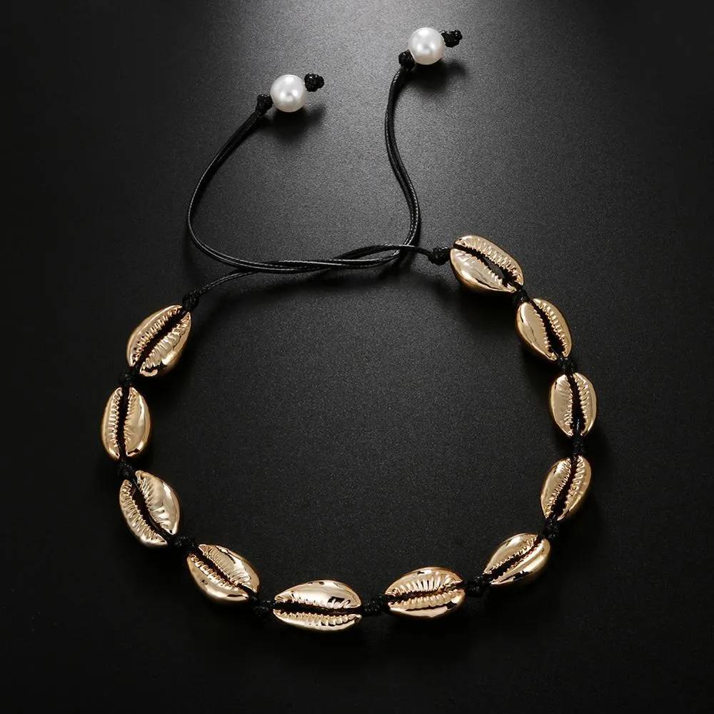 Fashion Black Rope Chain Natural Seashell Choker Necklace Collar Necklace Shell Choker Necklaces for Summer Beach Gifts collares Y3001
