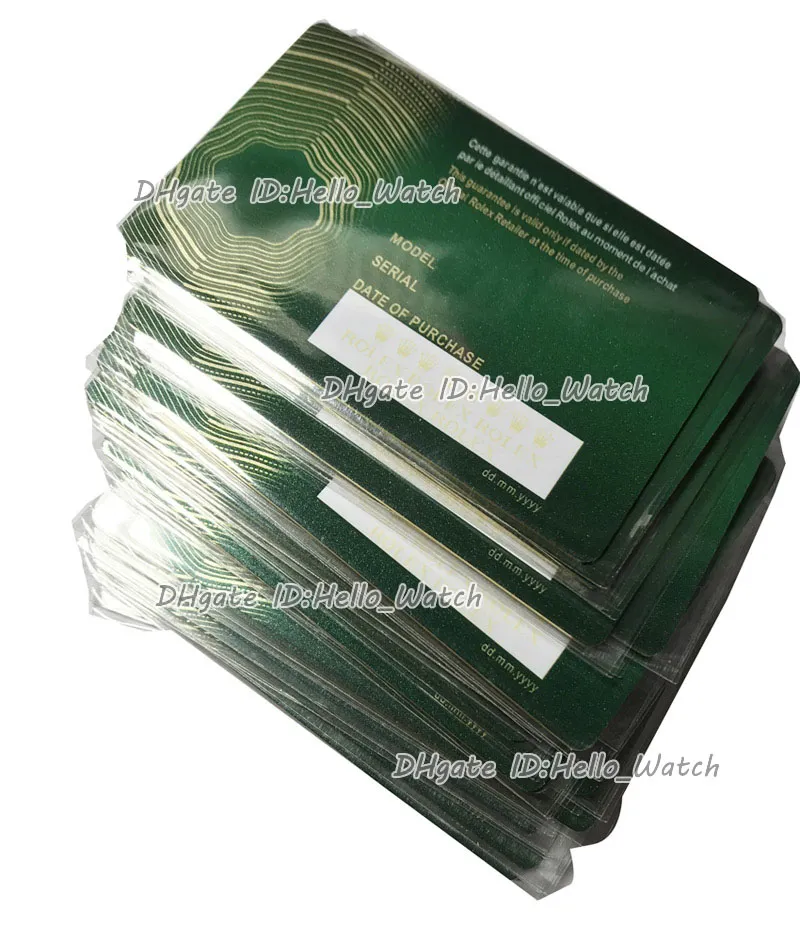 Caixas de relógio Verde Cartão de Garantia Internacional Personalizar Recursos NFC 2021 Estilos Edição 116610 116500 126660 Custom Made Exac276H