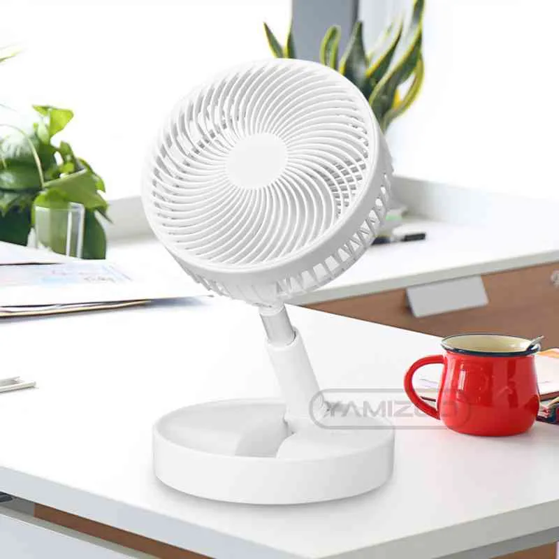 Bärbar Ny Mini Folding Teleskop Fan USB Uppladdningsbar Elektrisk Golv Stående Fläkt För sovsal Kontor Skrivbord Tabell Trådlös Tyst Fan