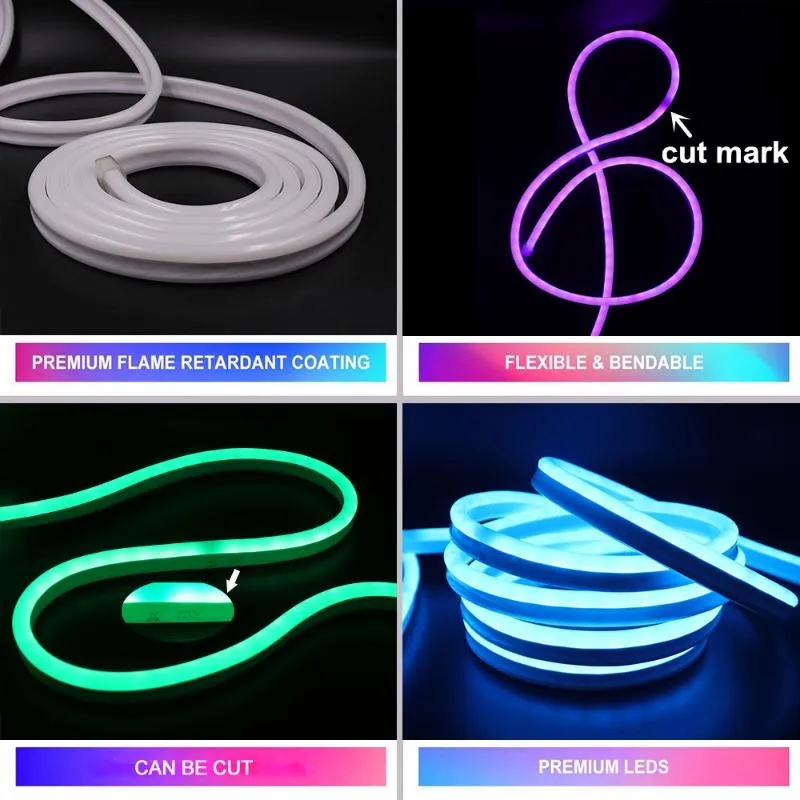 Полосы Wi -Fi Control RGB Neon Strip Light Lamp Waterpronage 2835 Белая теплая гибкая светодиодная веревка EU UK AU 220V US 110V2289