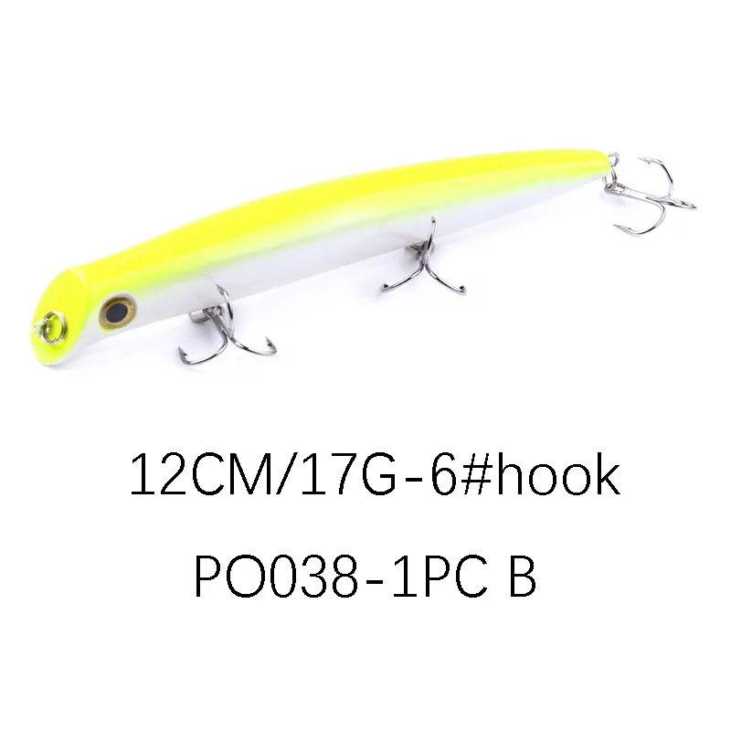 Matita popper occhi 3D Esca da pesca 120mm 17g Plastica ABS colorata Esca dura galleggiante con 3 ganci2624