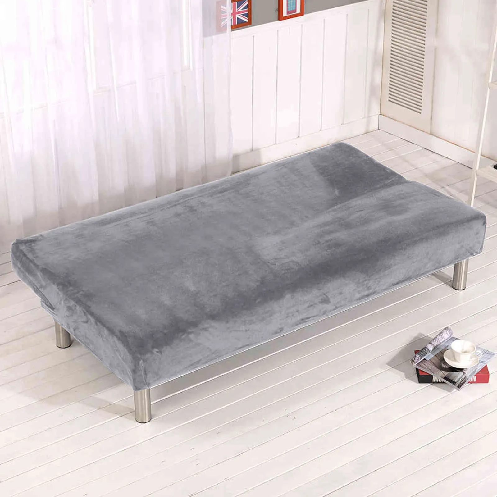 Taille universelle en peluche canapé-lit couverture sans bras siège pliant housse extensible couvre canapé protecteur couverture élastique 211102