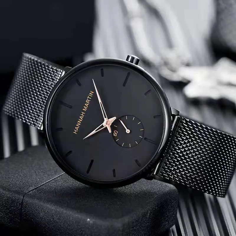 Мужские часы HM бренда Hannah Martin 40 мм, высококачественные женские и модные золотые часы, водонепроницаемые, 3ATM Montre3011