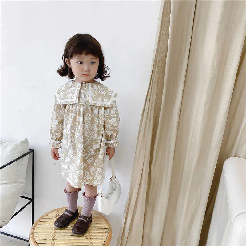 MILANCEL 2021 Automne Nouveaux vêtements pour enfants Col marin DrFloral Body pour nouveau-né Tenues pour filles coréennes X0803