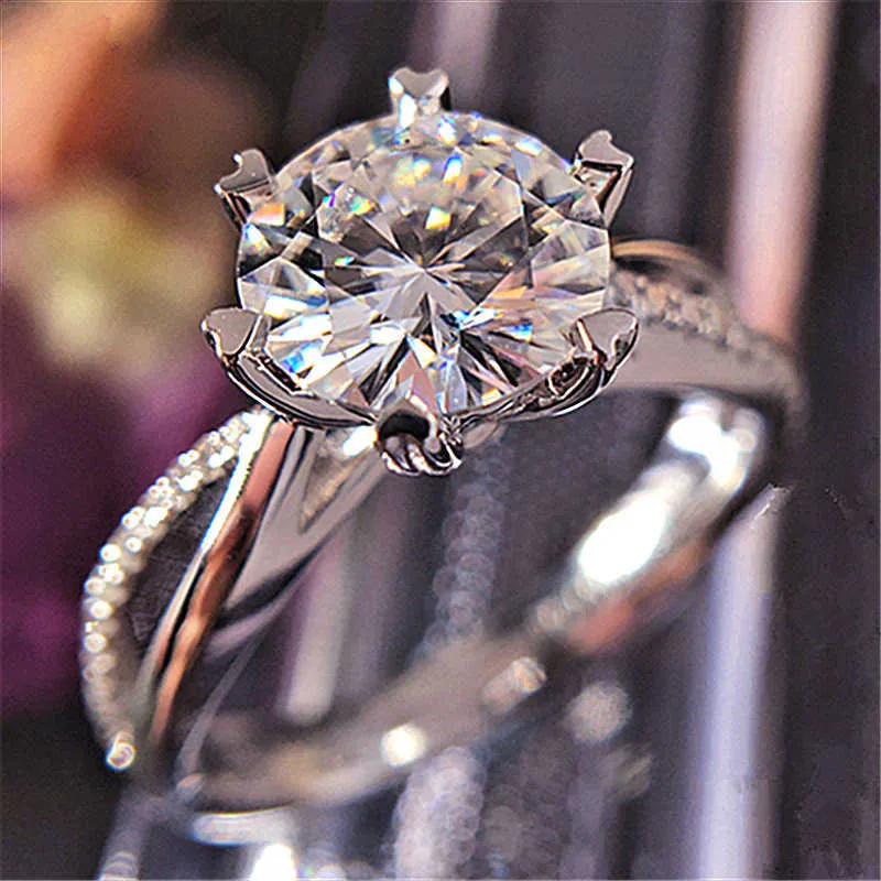 Damskie pierścienie Kryształowa Biżuteria Love Ring Otwórz Diamond Drugi klaster do stylów taśmowych