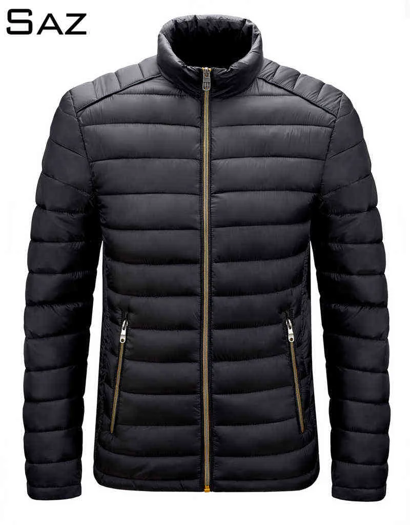 Saz Hafif Aşağı Ceket Erkekler Kış Spor Moda Casual Işık Sıcak Ceket Erkek Giyim 211110
