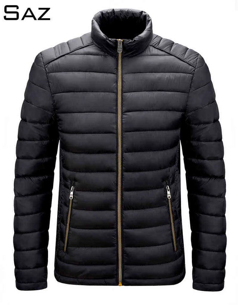 Saz Lightweight Down Jacket Men Winter Sports Fashion Casual Light Warm Jacket Men Clothing 211110