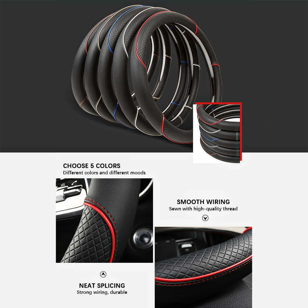 Universal 15 Inch Auto Steering Wheel Covers Anti-Slip Microfiber Leather Car Steering-wheel Cover Car-styling Anti-catch Holder