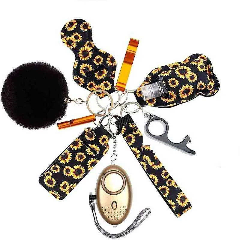 مجموعة مفاتيح الدفاع عن النفس السلامة للنساء الفتاة التنبيه الشخصي المنتج المصغر متعدد الإكسسوارات تأثيرات إيمو هدية عيد الميلاد H1238P