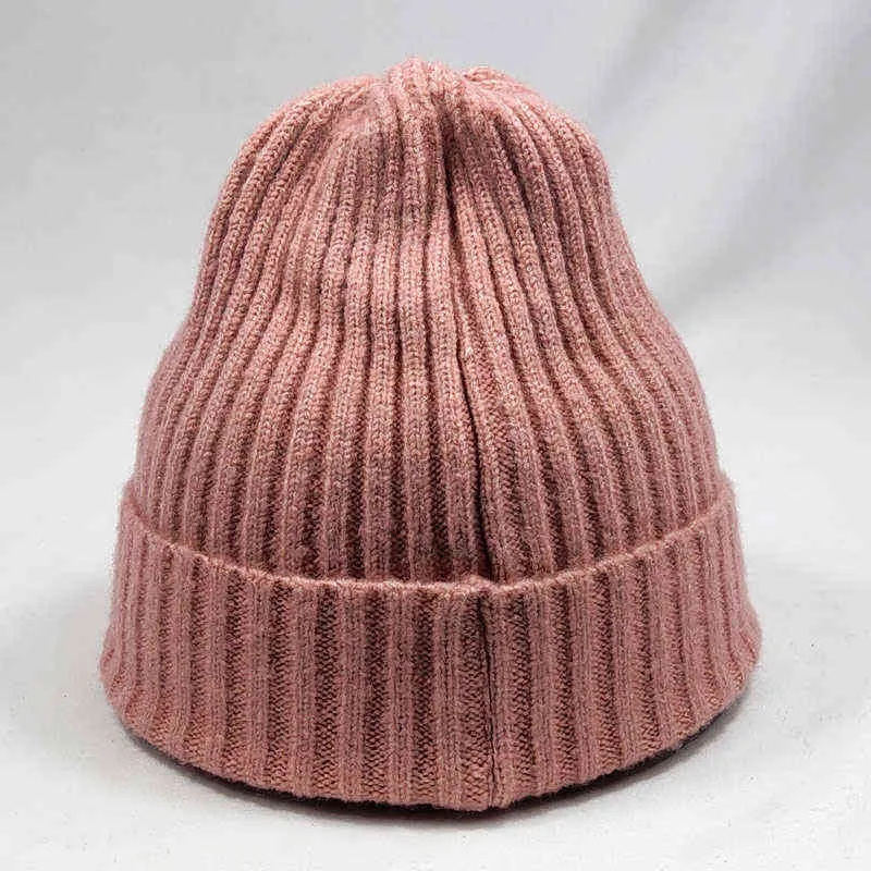 Mixed Color Winter Cap Knit Hat for Men Women Striped Shape Beanies Dark Green Black Blue Yellow Y21111