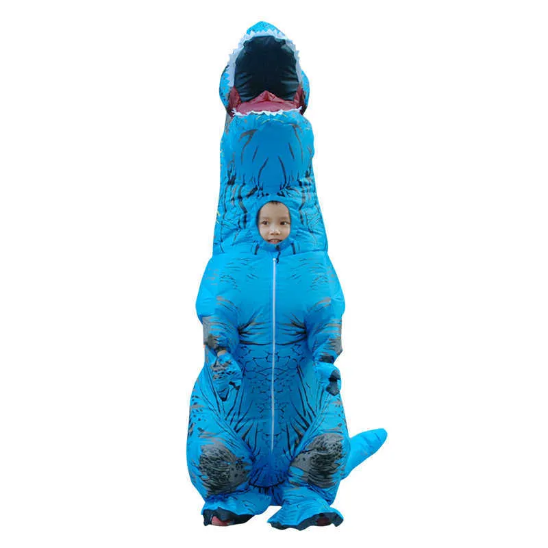 Горячие продажи T Rex Dinosaur Надувной костюм для детей Anime Одежда для одежды Косплей Костюмы Необычные Взрыв Платья Хороший Подарок Q0910