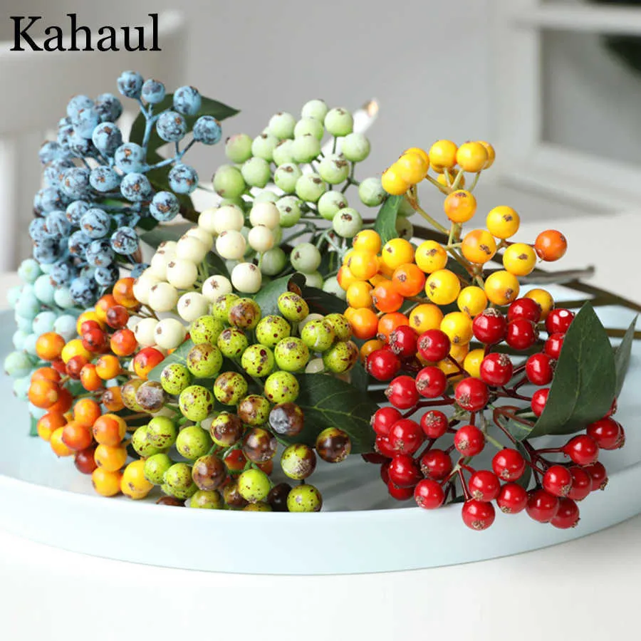 mini bacche artificiali fiore frutta di Natale bacche finte e piccoli fiori di schiuma decorazione disposizione delle piante da tavolo la casa di nozze Y0630