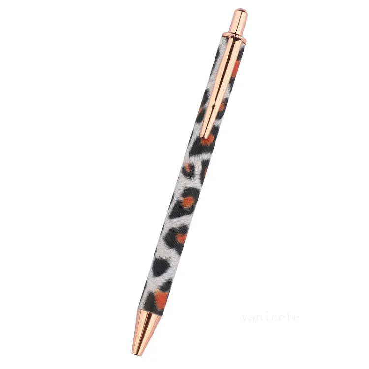 Leopard Ballpoint Pens Retractable metal pen 1.0mm wholesale gifts Home School Office Supplies T2I53396