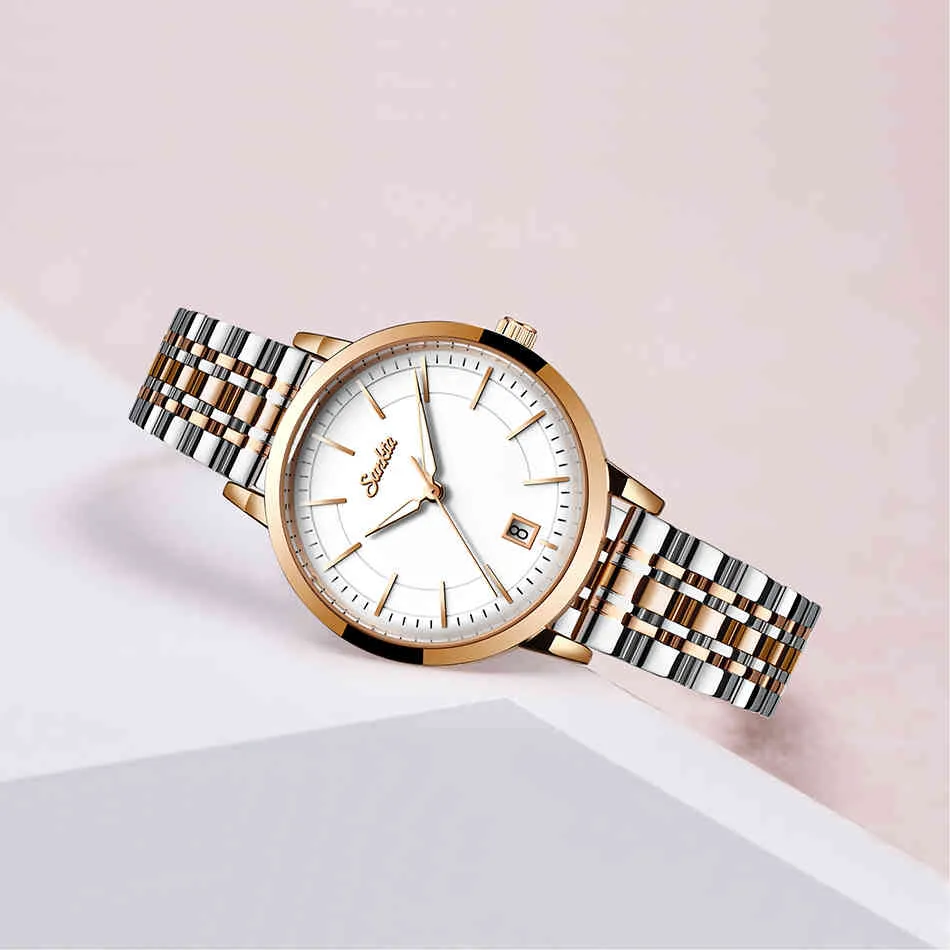 Famoso marchio SUNKTA moda di lusso in acciaio fascia metallica orologio da polso in oro rosa le donne regalo orologi eleganti reloj mujer 210517