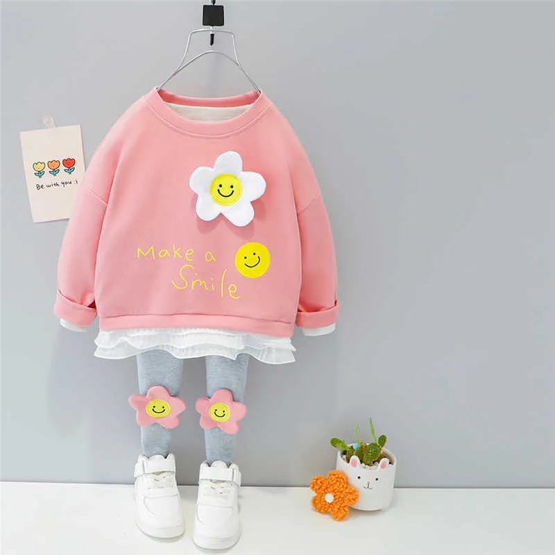 HYLKIDHUOSE Frühling Herbst Baby Mädchen Kleidung Sets Spitze Blume Prinzessin T-shirt Hosen Kleinkind Kleinkind Kind Kinder Urlaub Kleidung 25803064