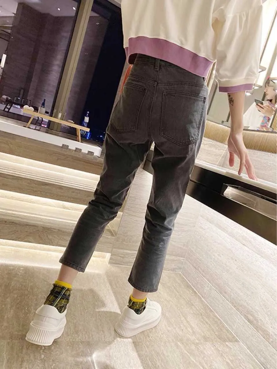 Automne Xoxogoodboy2021 Hiver Skinny Bicolore Coutures Casual Polyvalent Slim Straight Jeans