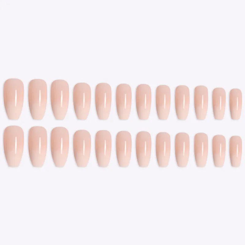 fausses ongles français nues blanc et rose ombre long ballerine ballerine brillant cercueil presse sur ongle faux conseils manucure doigt artificiel manucure