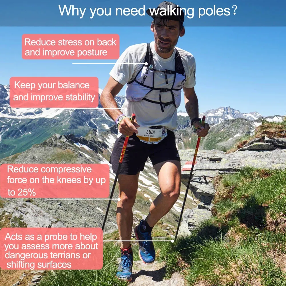 Krukken Sticks Trekking Ultralight Camping 2 stks Wandelen Wandelpool Wandelen Vouwbare Nordic Walking Pole