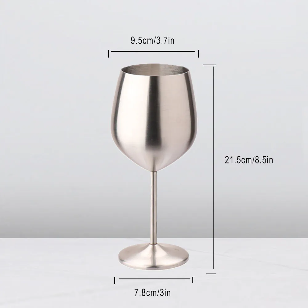 500ml 304 Stainless Steel Single Layer Goblet Red Wine Glass Colorful Large-capacity Drum-shaped Drop-resistant Wine Glass 210326