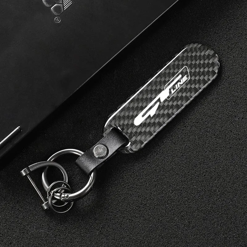 Keychains Keychain For Sonata Kia GT LINE ELANTRA Sportage Stinger 2021 K5 Gtline Peugeot Carbon Fiber Car Logo Key Ring283j
