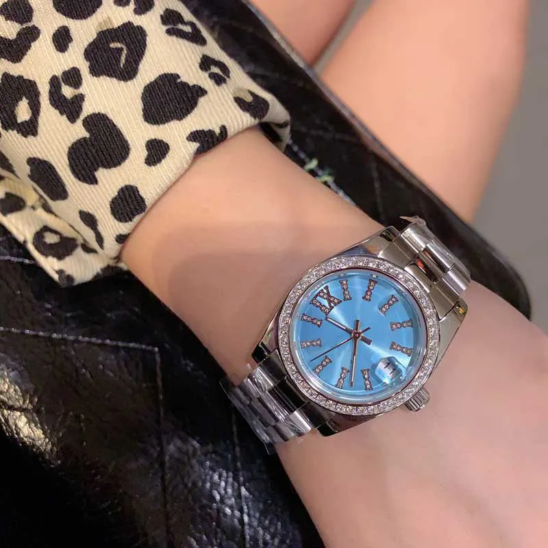 Модные женские часы Кварцевые часы A3 Жемчуг класса Минеральный сапфир Римская шкала Нержавеющая сталь 316 Ремешок для часов Orologio di 216b