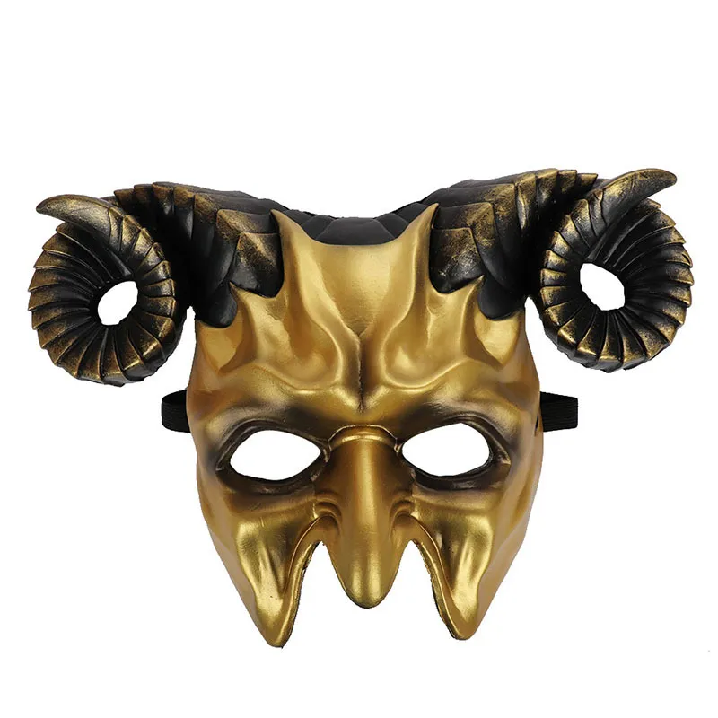 Halloween Mardi Gras Party Horror Meia Máscara para Homens Adultas Mulheres Cosplay Ox Horn Mascaras De Máscaras Bola Adereços WHDB21734A