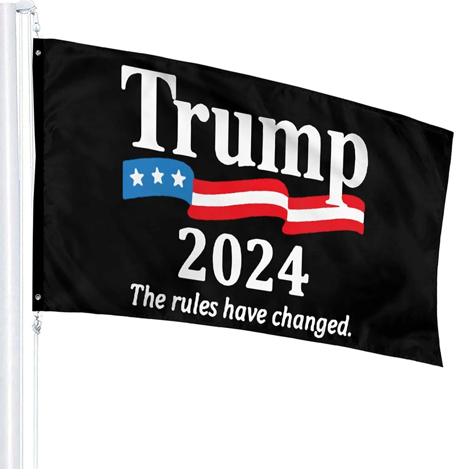 Ele estará de volta Trump 2024 as regras mudaram Bandeira para varanda de casa ao ar livre Bem-vindo Decoração de Natal Bandeira de jardim Fit Natal Aniversário Feliz Novo 3x5 pés 496