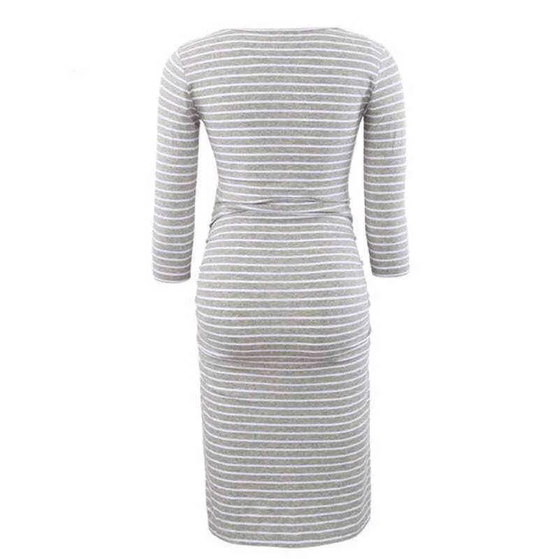 Graviditet Bomull Striped Nursing Dress for Gravid Woman Maternity Dress Asseeding Dress Summer Spring Kjol G220309