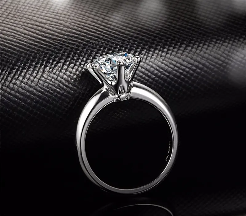 Panash 925 Srebrny pierścień srebrny biżuteria Pierścionki ślubne Pierścionki Women Pani Dime Prezent 8 mm 2ct Sona Diamond J0179434748