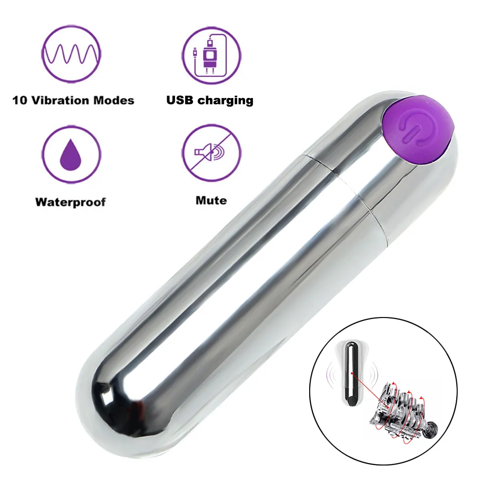 2021Powerförter 10 Speed ​​Bullet Vibrator Sexspielzeug für Frau Starke Vibration G-Spot Massagegerät Mini Vibratoren für Frauen USB CHARGEFACTORY Direct