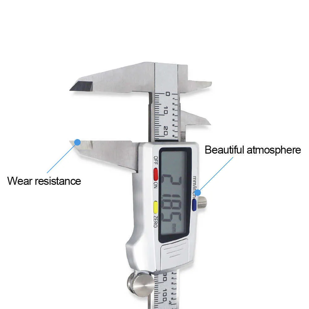 الفرجار المعدني 150mm 6 بوصة lcd الرقمية الالكترونية vernier قياس الفولاذ المقاوم للصدأ ميكرومتر قياس أداة 210810