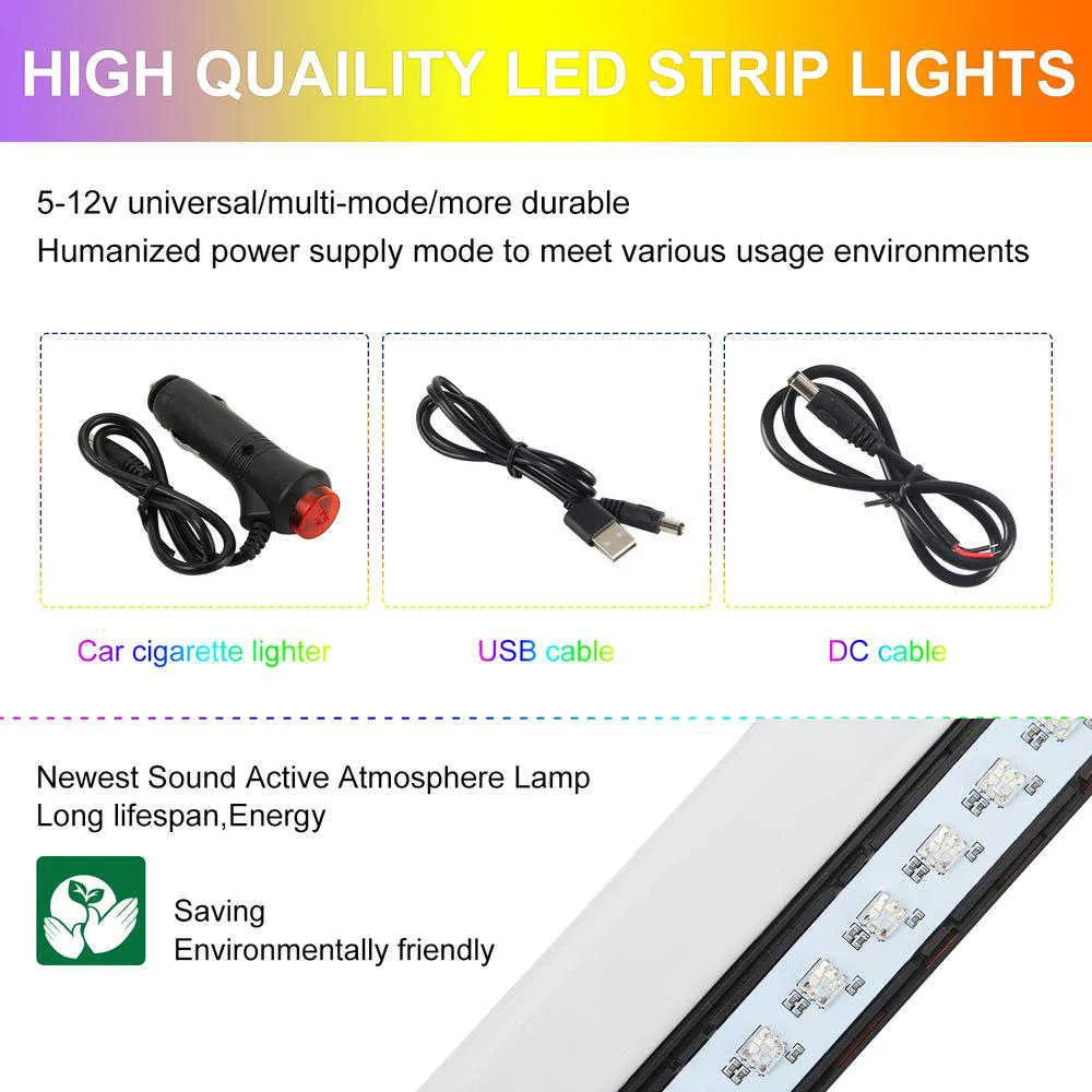 5-12V LED مصابيح السيارة الداخلية مصابيح الإسكان يانع 56 أوضاعا محيط الأضواء الشريطية الداخلية المزامنة الموسيقى التطبيق Bluetooth Control276y