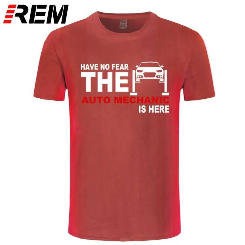 REM Summer Mens Tshirt har ingen rädsla Den automatiska mekaniken är här T Shirts Kortärmad bomullst-shirt Fixa Bilar Kläder Tees 210629