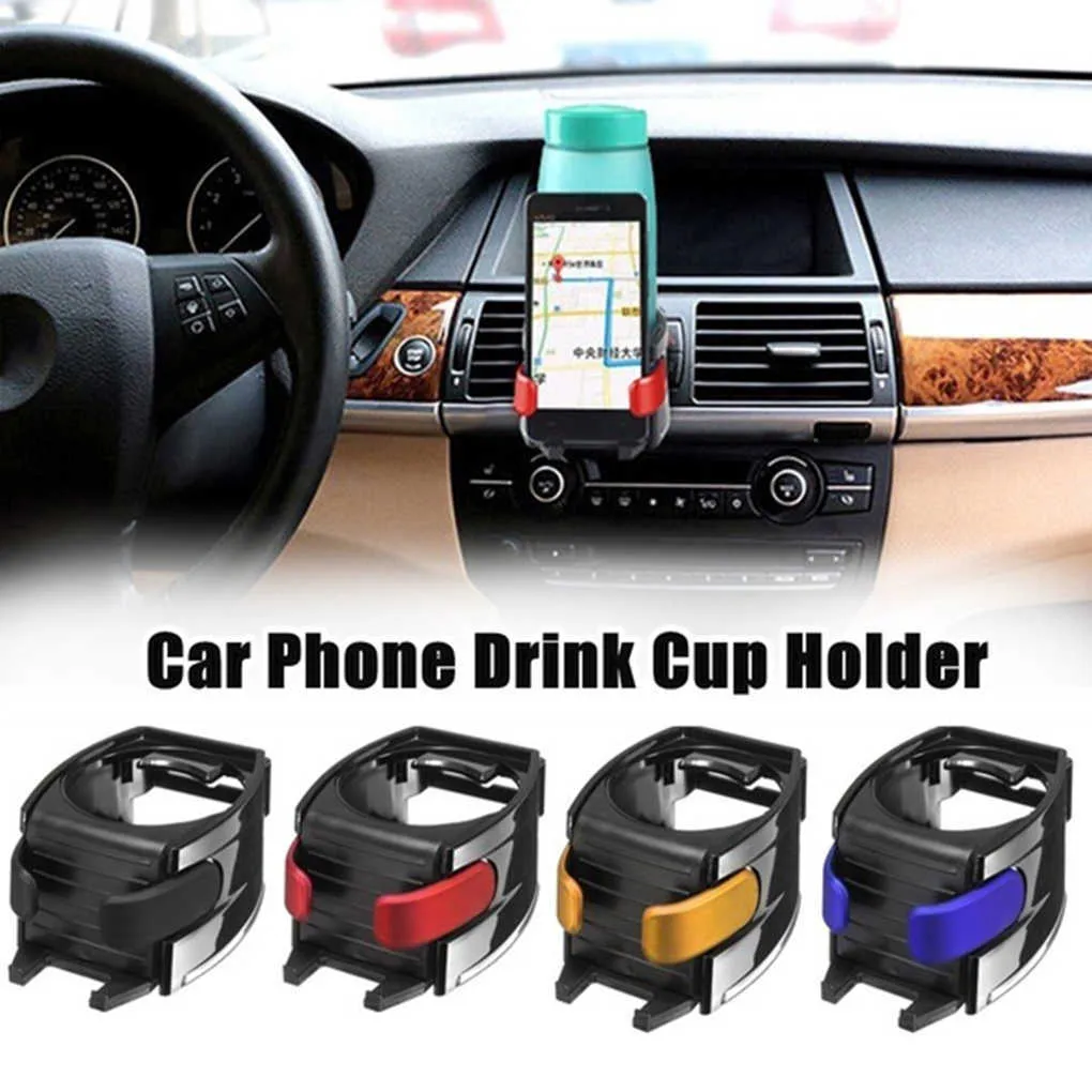 Car Air Vent Drink Cup Bottle Holder 2 In 1 Adjustable Mobile Phone Mount Bracket Stand Cradle