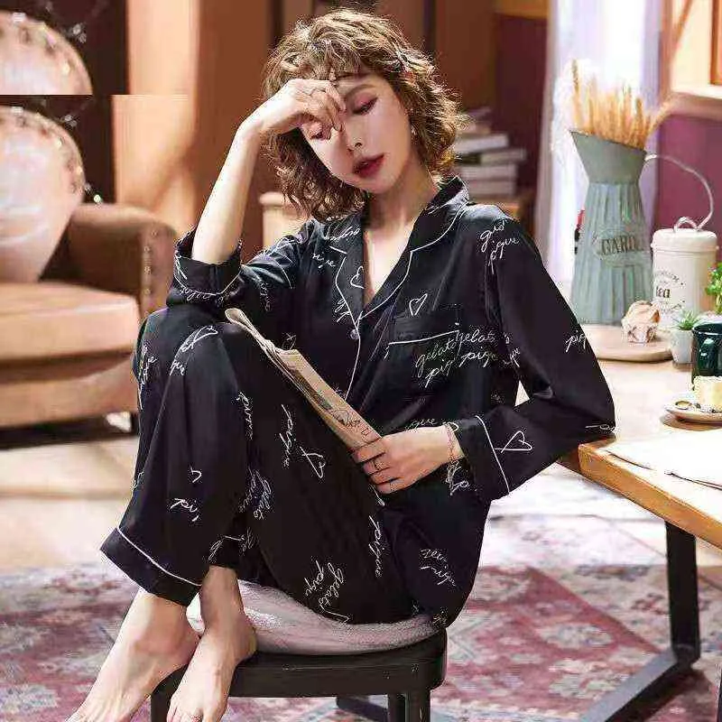 Karikatür Pijama Güz Uzun Kollu Seksi Nightie Çilek Pijama Seti Artı Boyutu Lingerie kadın Pijama Homewear Pijama 211112